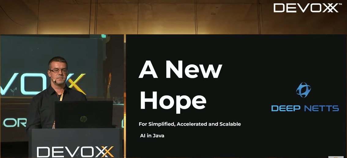 Zoran Sevarac at Devoxx presenting A New Hope for Simplified, Accelerated and Scalable AI in Java
